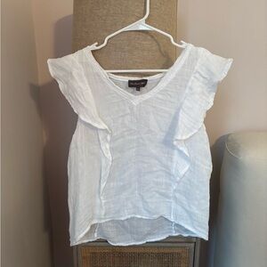 Michael Stars White Flutter Sleeve Blouse